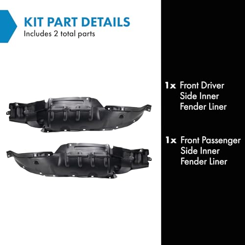 Image of TRQ Front Inner Fender Liner Set Compatible with 2000-2004 Nissan Xterra NI1248105 NI1249105