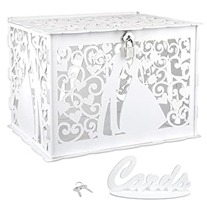 Absdon AM0278 Weiße Hochzeitskartenbox mit Schloss