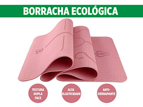 Tapete Yoga TPE 6mm Linhas Corporais Rosa
