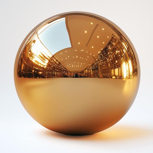 Köhko Boule décorative dorée polie en acier inoxydable de qualité supérieure - Pour jardin, étang - Taille : 28 cm