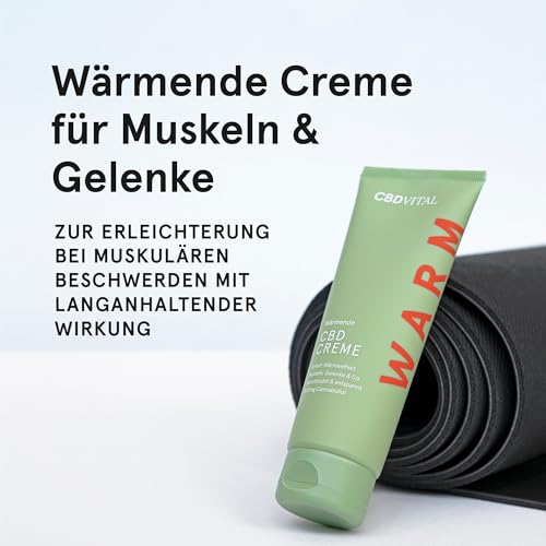 CBD Wärmende Salbe mit Soforteffekt | Hochdosierte Hanfcreme | Extra stark | Cannabis-Aktiv-Gel mit 500mg Cannabidiol, Chili & Ingwer | 100% vegan | CBDVITAL
