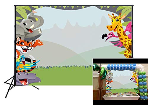 Muzi Jungle Safari Theme Photo Backdrop - Baby Shower Party Banner - 6.5x5ft (W-303) - 60" x 78" - EAN: 6859281987876