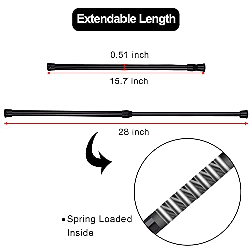SIQUK 6 Pack Cupboard Bars Adjustable Spring Tension Rods Black Refrigerator Bar Extendable Rod for DIY Projects, 15.7 to 28 Inches by SIQUK - Image 3
