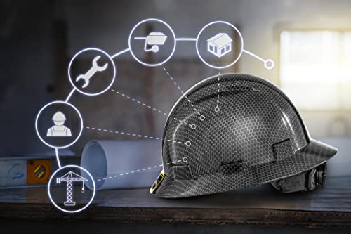 Protectx Premium Full Brim Hard Hat, Cascos De Construccion For Safety, 6-Point Adjustable Ratchet Suspension, Black Honeycomb, Osha/Ansi Compliant #TOP2