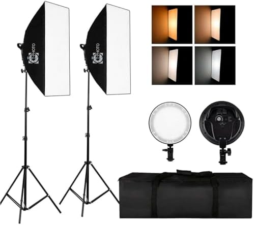 Duplo Softbox Iluminador Bivolt Led Embutido Com Tripés p/Estúdio...