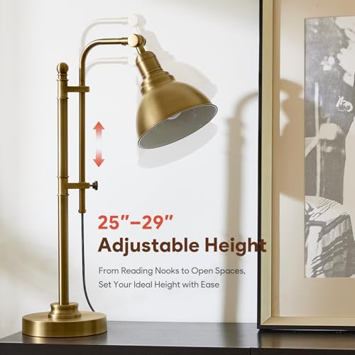 Image of VONLUCE Rustic Desk Lamp, Adjustable Industrial Table Lamp for Home Office