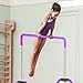 WATBKHE Gymnastic Bars for Kids, Horizontal Bars with Adjustable Height, Folding Gymnastic Training Kip Bar with Rings, Expandable Bars for Boys and Girls, Gymnastic Training Equipment(Purple-Ring)