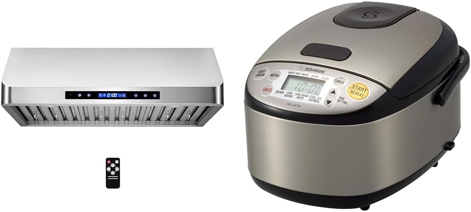 Cosmo 30 in. 500 CFM Under Cabinet Range Hood Bundle with Zojirushi 3-Cup Micom Rice Cooker