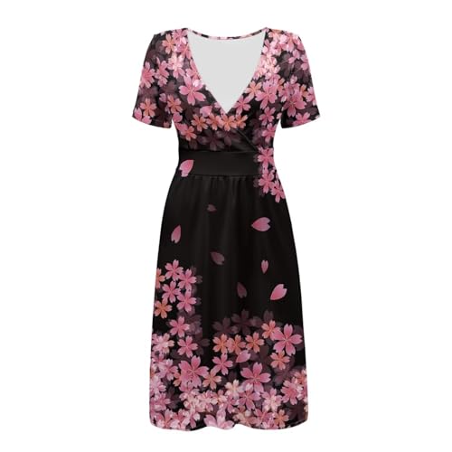 Image of Women's Summer Formal Dresses Short Sleeve Wrap V Neck Dresses Bridesmaid Wedding Guest Dress with Pockets