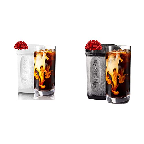 Bundle of HyperChiller HC2W Patented Iced Coffee/Beverage Cooler, 12.5 Oz, White + HyperChiller HC2CB Patented Iced Coffee/Beverage Cooler, 12.5 Oz, Charcoal Black, Reusable for Iced Tea, Wine,Alcohol
