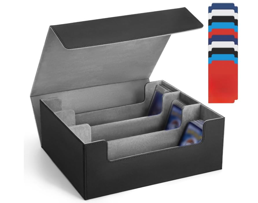 Caixa de Armazenamento de Cartões para Cartas Colecionáveis com Suportes de Cartas, Deck Box, 30 * 25 * 11cm, Estojo de Baralho para Cartões Colecionáveis 1800+