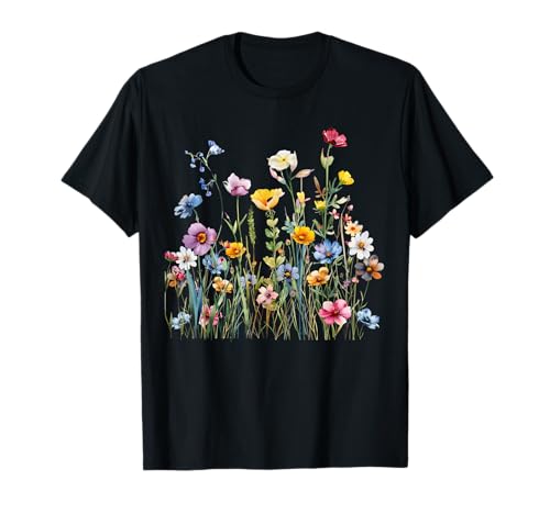 Fleurs sauvages d'été Fleurs botaniques Jardinier Nature T-Shirt