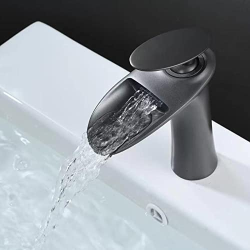 Robinet cascade gris pour lavabo de salle de bain moderne et épurée