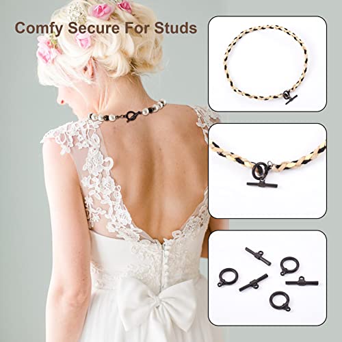 Fashewelry 10 Sets 304 Stainless Steel Ot Toggle Clasps Black T-Bar Connectors Clasps For Diy Necklace Bracelet Jewelry Making #TOP1