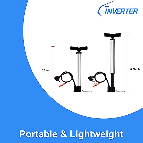 C INVERTER Inflador portátil para bicicleta, bomba de bicicleta com Presta e Schrader, bomba de ar c