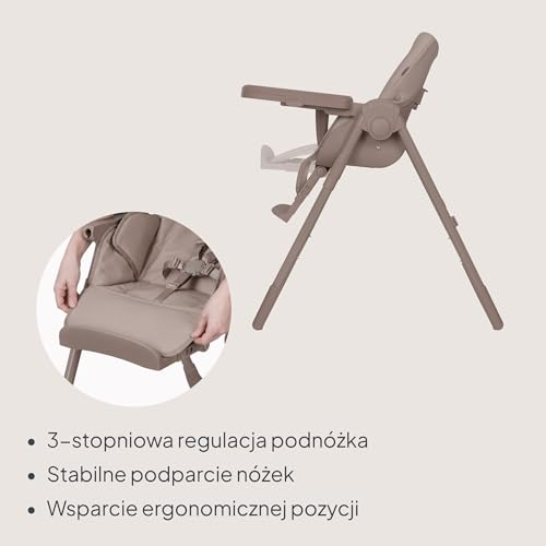 Lionelo Linn Plus regulowane krzesełko dla niemowląt 2 w 1 do 15 kg, krzesło z funkcją leżaka od urodzenia, składane, kółka, regulacja jedną ręką, 6 wysokości, 3 pozycje, taca do zmywarki