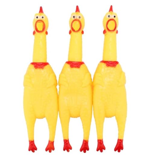 LEGEND SANDY Screaming Chicken Dog Toys,Yellow Rubber Squaking Chicken Toy Novelty and Durable Rubber Chicken for Dogs,Rubber Chickens Value 3 Pack