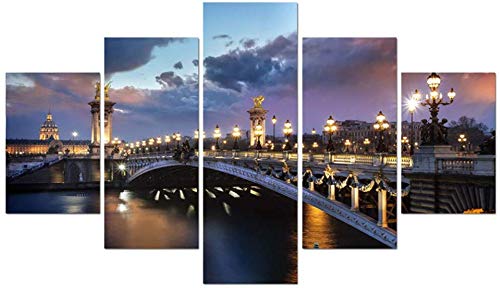 Hanging Painting Art Painting Wallpaper Mural FASHIONS Decorative Paintings Art Modular Poster Home Decor Canvas Living Room 5 Panel Beautiful City Landscape Frame Hd Printed Modern Pictures Painting