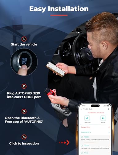 AUTOPHIX 3210 Bluetooth OBD2 Scanner, Check Engine Light Car Code Reader Diagnostic Scanner Wireless Auto Scan Tool with Battery Performance Test for All Cars & Vehicles Compatible with iOS Android