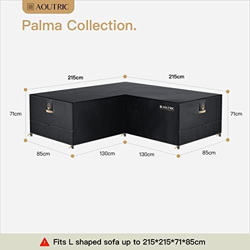 Aoutric by AWNIC Garden L Shape Sofa Cover Rattan Corner Garden Furniture Covers for Patio Waterproof Outdoor V Shape Dining Set Covers UV-resistant 215x215x85x71cm