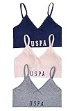 U.S. Polo Assn. Womens Sports Bra Multipack – Wireless Bralettes for Women (Heather Grey Meringue...