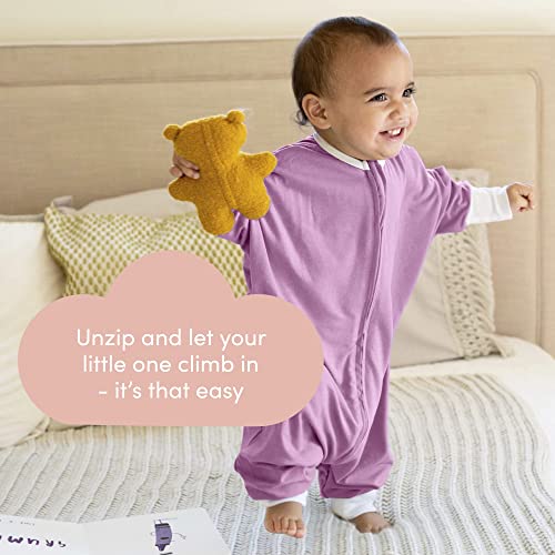 Image of SleepingBaby Flying Squirrel Toddler Pajamas with Practical Zipper for Quick Diaper Changes and Travel Comfort - Lavender - 2-3T