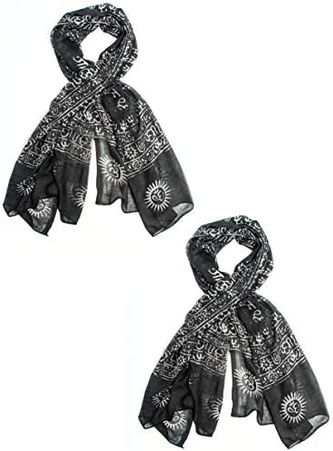 Bohomonde Indian Om Mantra Scarf, 100% Cotton (2 pack, Green)