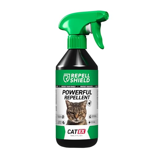 RepellShield Kattenspray, kattenverjager voor binnen en buiten, 500 ml, kras- en urinebestrijding voor katten, natuurlijke formule zonder vlekken, veilig voor kinderen en huisdieren