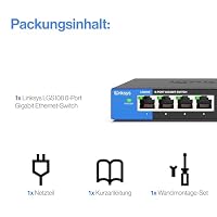 Linksys LGS108-EU 8-Port Unmanaged Gigabit-Netzwerk-Switch – Ethernet-Switch/Hub mit Metallgehäuse, Splitter – Platzierung an der Wand oder auf dem Schreibtisch im Büro oder zu Hause, Plug-and-Play, Color – Ansicht 8