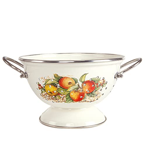 Enameled Aluminum Fine Mesh Strainer Drainer For Food Apples Enamel Colander/Strainer 2.6-Qt. (2.5 L) Pasta Drainer With Handle Rice Strainer #TOP13