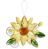 Ganz Crystal Acrylic 6 Inches Medium Sunflower Hanging Ornament with Leaves