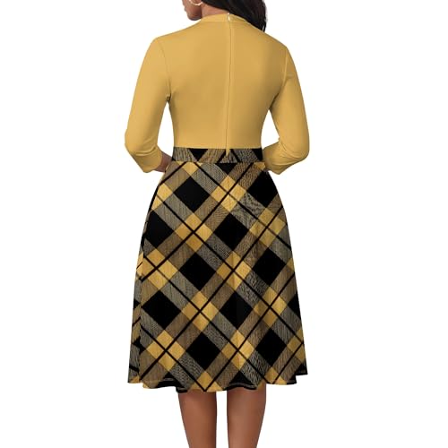 Image of PinkPatty Women's Casual A-line Midi Dresses 3 /4 Sleeve V Neck Fit and Flare Dress with Pockets