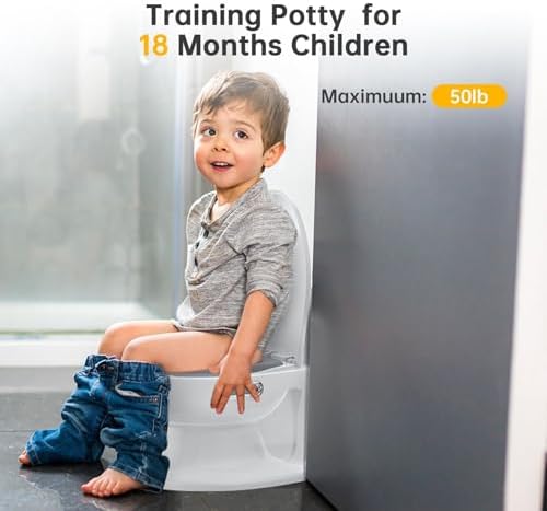 2-in-1 Toddler Potty Training Toilet with Real Flush Sound & Wipes Storage, Portable Non-Slip Baby Potty Chair with Built-in Paper Holder, Easy-Clean Potty Seat for Boys & Girls — view 5