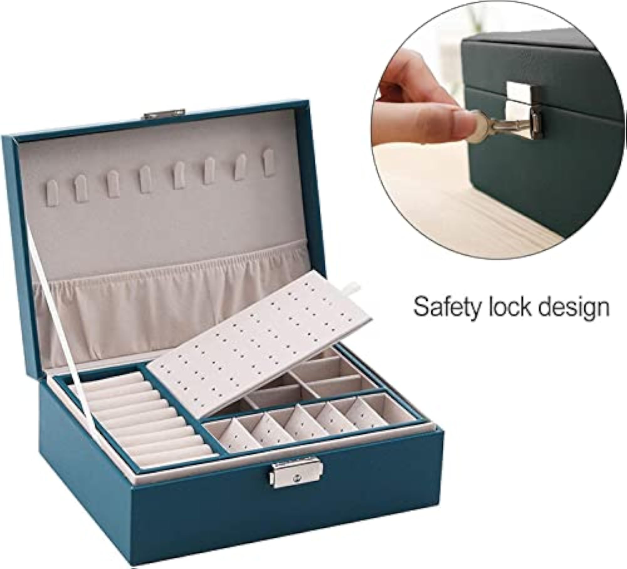Double Layer PU Leather Jewellery Organiser Box for Women