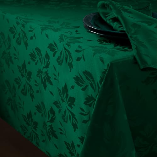 Softalker クリスマステーブルクロス正方形 90×90 cm グリーン 撥水 花柄 ジャカードテーブルクロス- 防水 防汚 耐熱 滑り止め お手入れ簡単 無地 北欧風 厚手桌布 家庭用/カフェ/クリスマス/パーティー/イベント/正月用 Table cloth