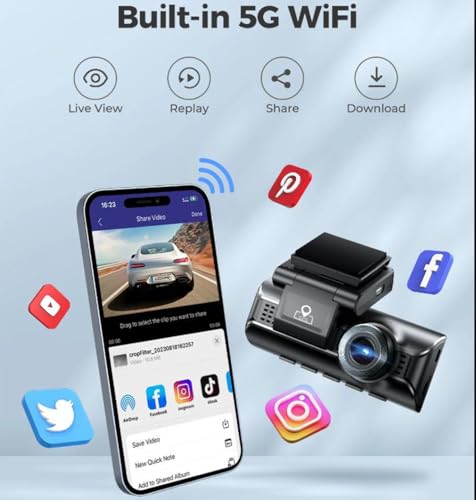 XRC TECH Câmera veicular de 3 canais para carros, gravador de vídeo 4K frontal interno e traseiro, G