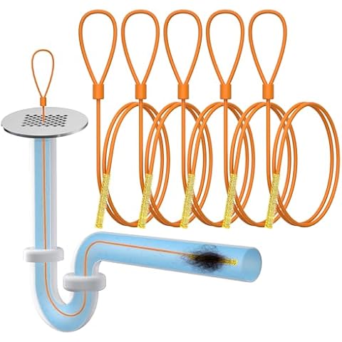 30-Inch Long Drain Snake Flexible Drain Clog Remover, Anti-Break Steel Sink Snake Drain Hair Removal Tool for Small & Thin Drain Snake Plumbing, Bathroom Sink, Tub, Shower Drain Cleaning, 5 Pack Cover