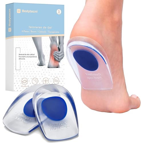 Bodytecni® Taloneras de Gel | MEGAPACK 4 pares (8 Uds) | Cómodas Almohadillas de Silicona para Fascitis Plantar, Espolón y Tendinitis de Aquiles | Plantillas de Talón que Reducen el Dolor y la Presión