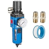 NANPU 3/4' NPT Compressed Air Filter Regulator Combo Piggyback, 5 Micron Brass Element, Poly Bowl, Manual...
