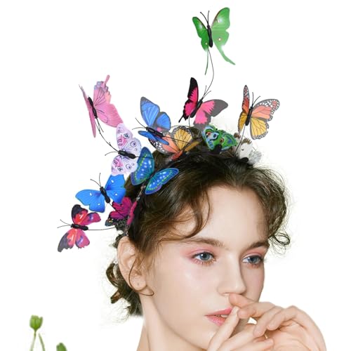 Butterfly Crown Headband Fascinator, Costume Headpiece for Women and Girls