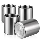 KALIONE Stainless Steel Whiskey Glass, 4Pack 10 oz Double Wall Tumbler Glasses, Metal Drinking Cups, Insulated Cocktail Glass, Whiskey Gifts for Husband Father Men Whiskey Lover