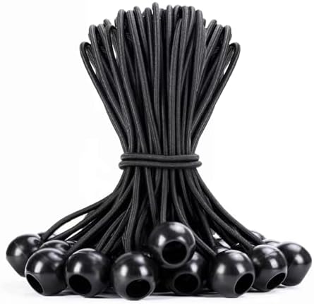 FIKZO PART 50-Pack 6-Inch Ball Bungee Cords – Heavy Duty UV-Resistant Tarp Straps For Canopy, Camping, Tent, Cargo, Shelter, Hand-Knotted