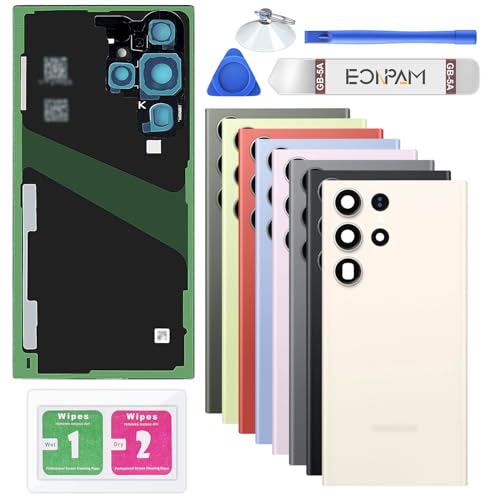 Vitre Arrière Samsung S23 Ultra Blanc avec Lentille de Caméra et Kit de Réparation