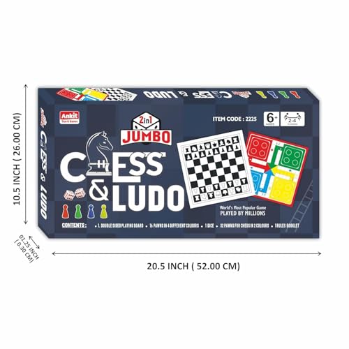 Image of Toyaffair 2in1 Chess & Ludo Jumbo Game Set - Foldable Dual-Sided Board Game with Premium Colourful Pawns- Large Family Fun Game for Kids & Adults, Ideal for Home, & Parties (Ludo Jumbo)