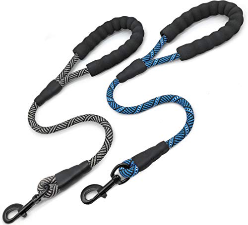 Mycicy 2 Pack 2FT Rope Dog Leash, Strong Nylon Short Dog Leash with Comfortable Padded Handle, Easy Control and Walking Traffic Leash for Large and Medium Dogs