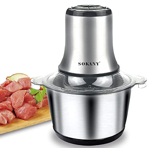 SOKANY 800W Hachoir Électrique Mini hachoir a viande electrique Avec Bol Acier Inox 3L, robot mixeur petit Avec 2 niveaux de vitesse et 4 Lames en inox