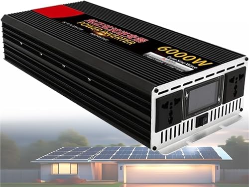 6000W Pure Sine Wave Inverter, 24V to 110V, DC to AC Power Converter for Trucks, Boats, Camping - Solar Inverter for Reliable Energy Supply