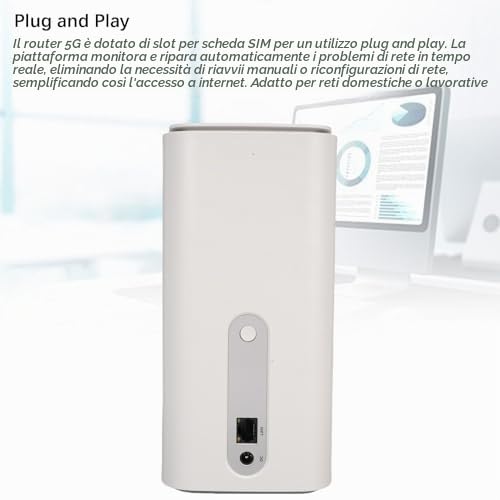 Topiky Router CPE 5G con Slot per Scheda SIM, Router NSA SA WiFi 6 5G Modem Cellulare Dual Band per Modem Internet Wireless Interno per Ufficio Domestico (Spina europea)