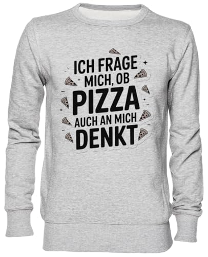 Sweat-shirt gris pizza jumper unisexe pull imprimé mode urbaine homme femme en jersey