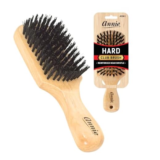 Annie | Club Brush | Boar & Nylon Hard Bristle Brush | Polished Wood Handle | Works Best on Thick Hair | 7 Inch